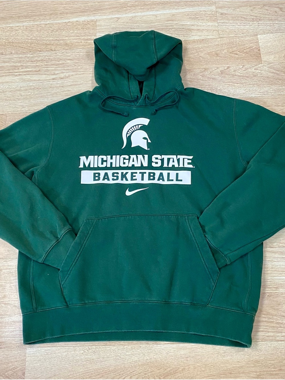 Nike Michigan State Spartans Basketball Hoodie Men’s L Green Pullover Sweatshirt